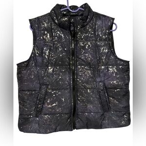 Ideology Dark Purple, Black and Silver Women’s‎  Puffer Vest size M  NWT